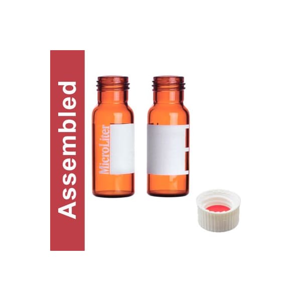 Cp Lab Safety. Wheaton MicroLiter 2ML Amber Screw Thread Vial Kit, PTFE / Silicone / PTFE, 100 pk 08-2240W-A - main